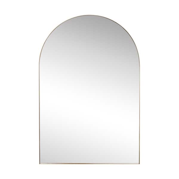 Elodie 24 in. W x 36 in. H Medium Arched Metal Framed Wall Mounted Mirror, Gold