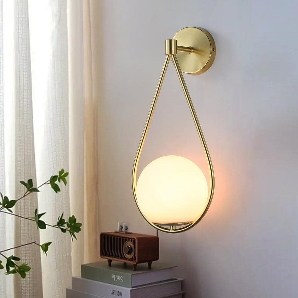 SUNLLOK Industrial 5.91 in. 1-Light Gold Wall Lamp with