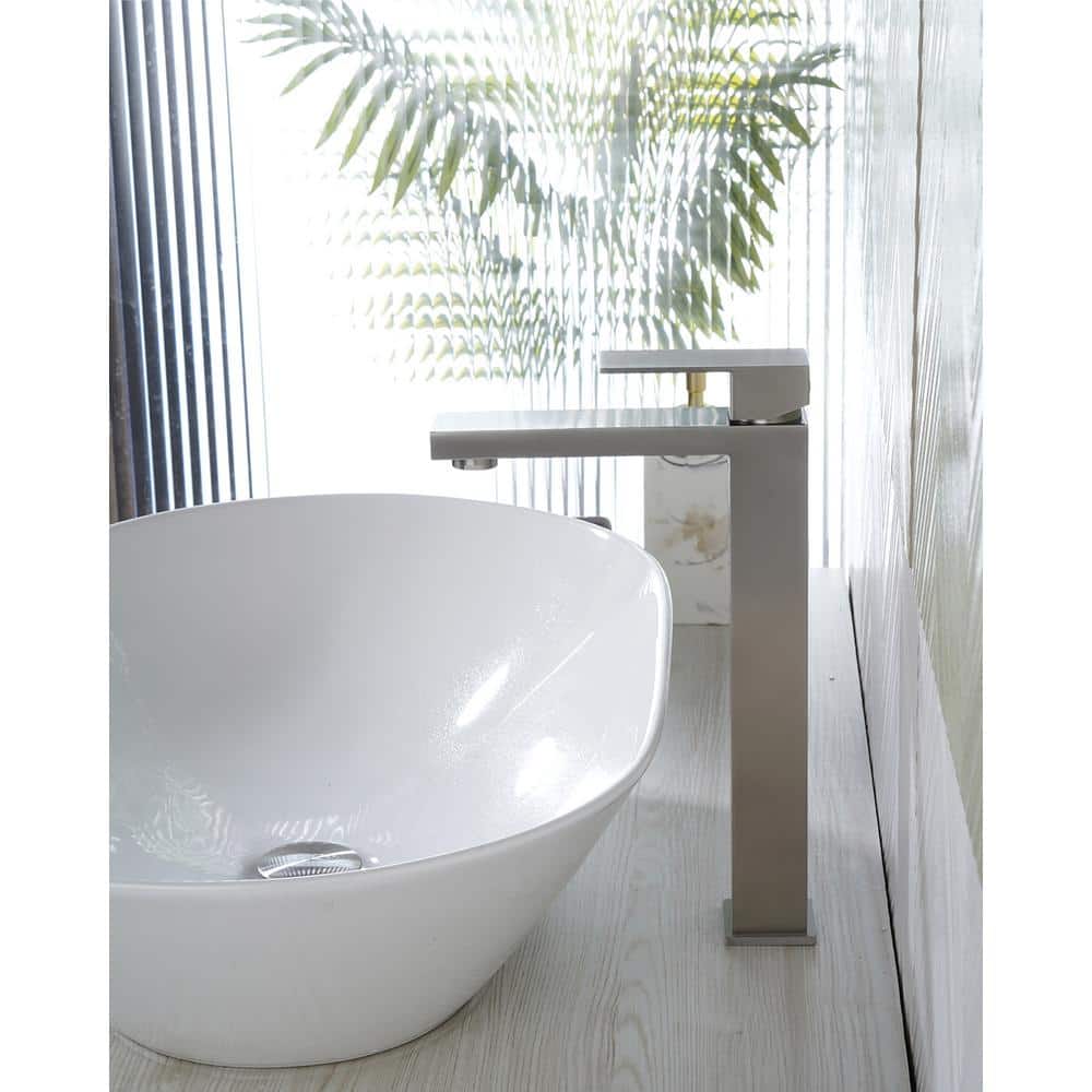 Brushed Nickel High Arc Single Handle Bathroom Faucet