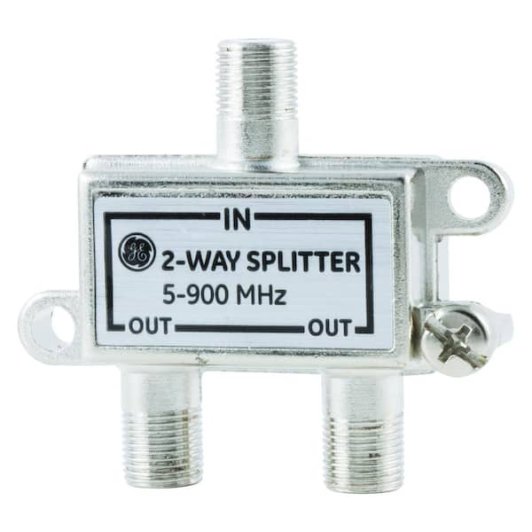 GE 2-Way Coaxial Cable Splitter  in Nickel/Silver