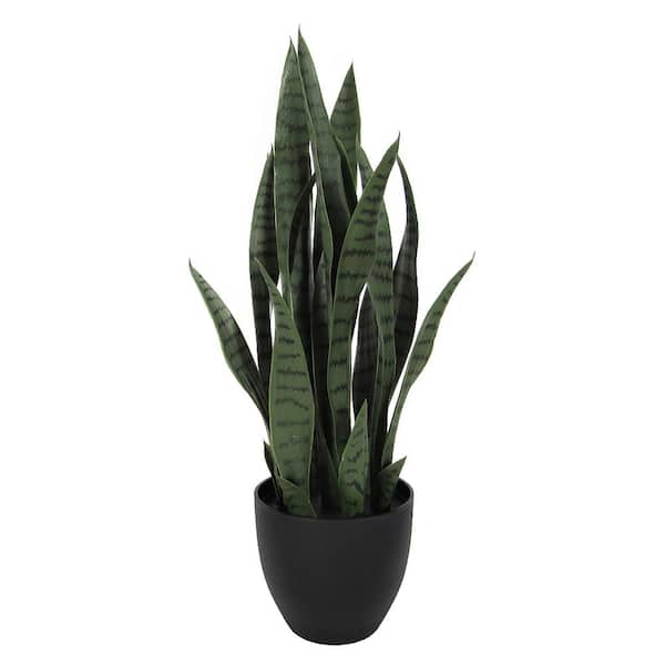 26 in. Sanseveria Artificial Snake Plant in Black Pot