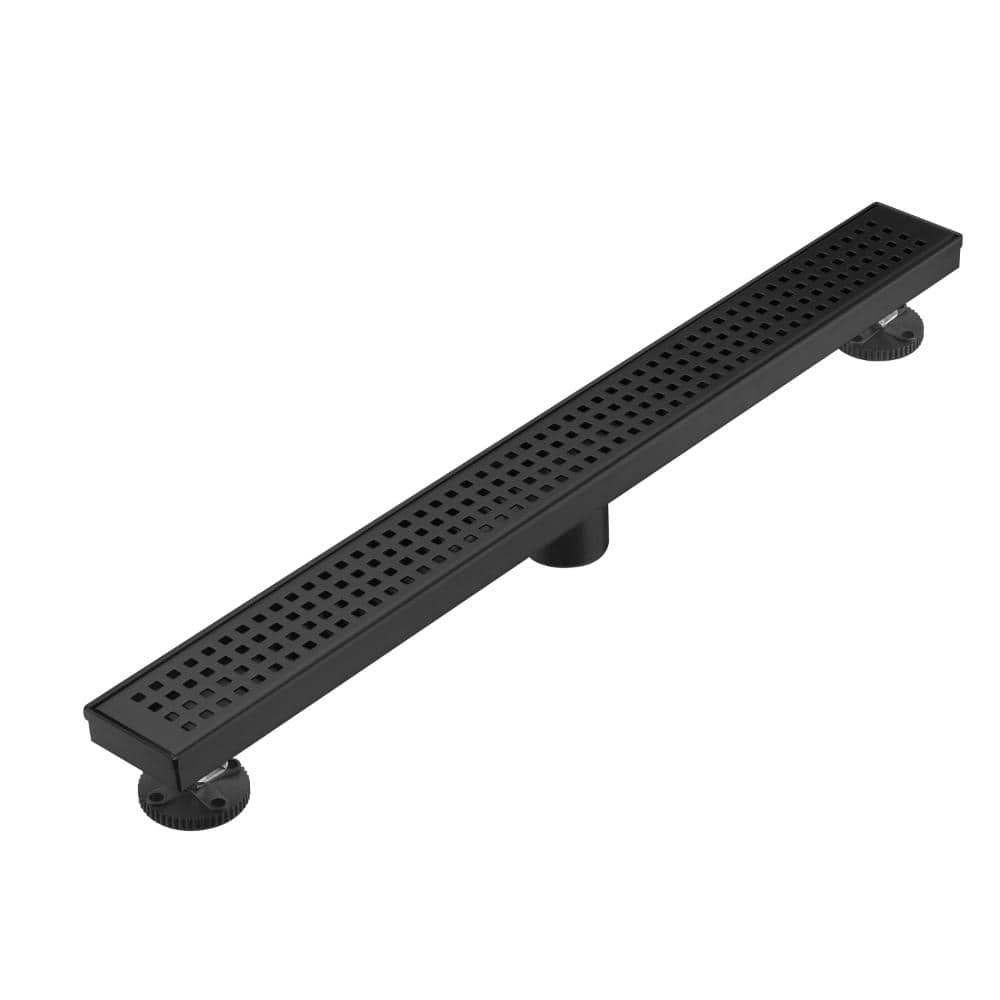 24 in. Linear Shower Drain with Removable Grid Grate and Hair Strainer in Matte Black price history on PriceWatchPro