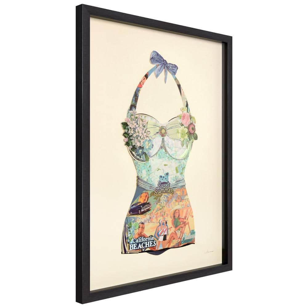 California Beach Floral Collage Framed Graphic Art, 25" x 33"