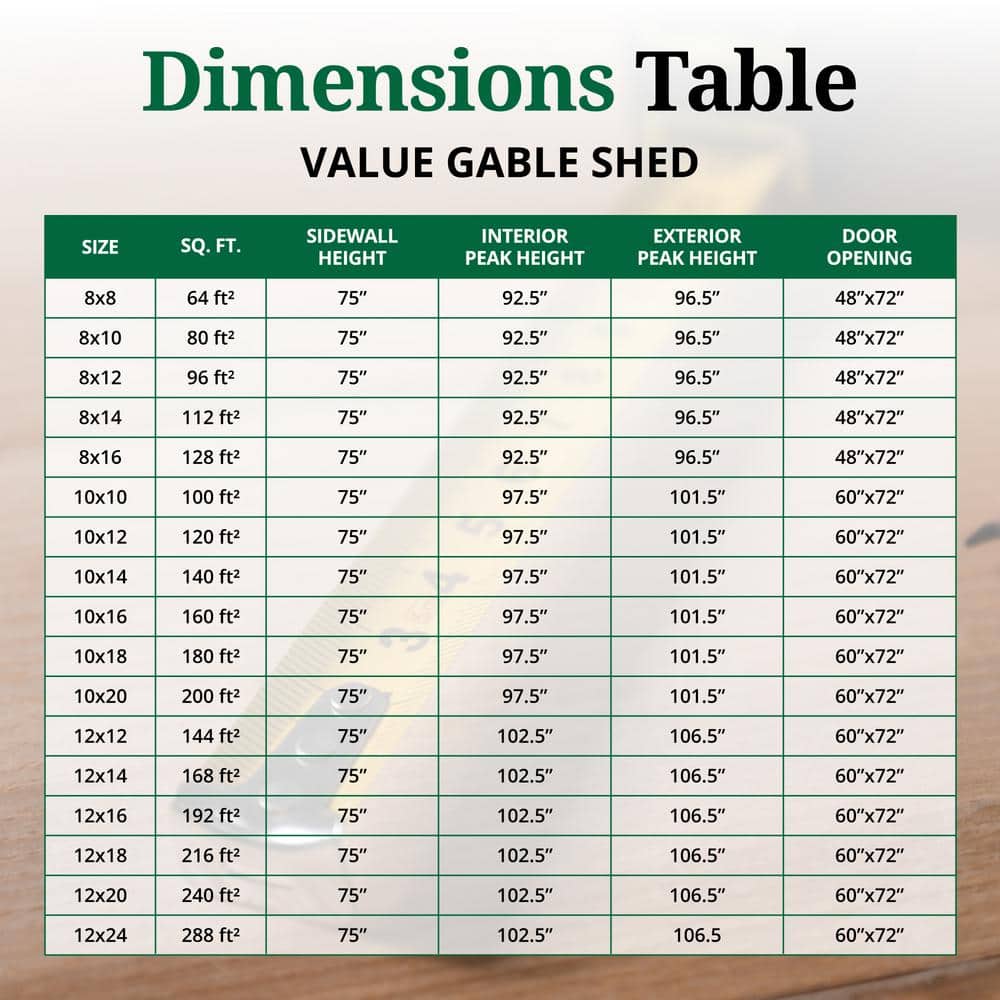 8x8 Gray Wooden Gable Shed Kit with Floor