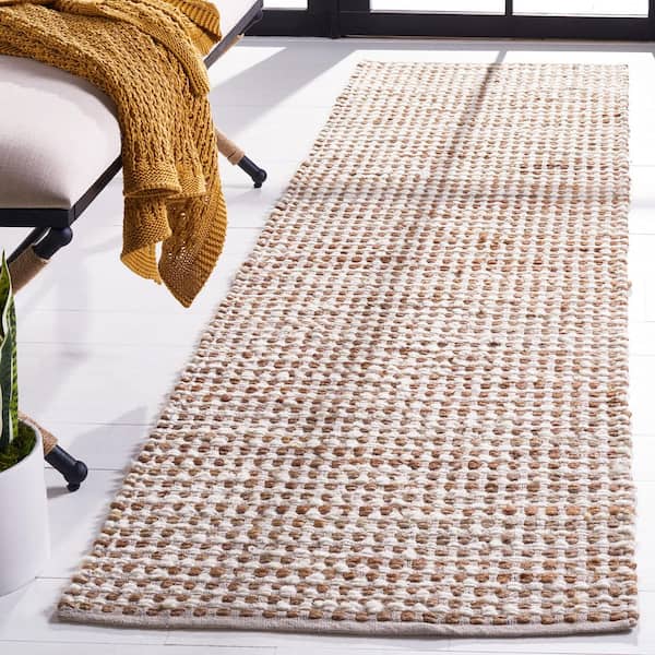 Natura 2 ft. x 10 ft. Beige/Ivory Crosstitch Marle Runner Rug