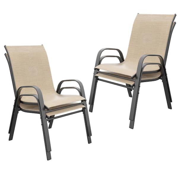 Outdoor Patio Dining Arm Chairs Brown Set of 4