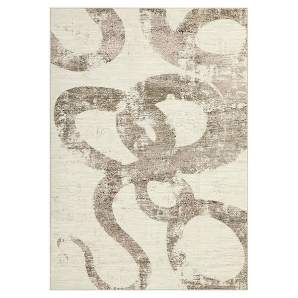 Unbranded Brown 10 ft. x 13 ft.  Ultra Thin Low Pile Foldable Lightweight Rug Snake Print Washable Polyester Area Rug