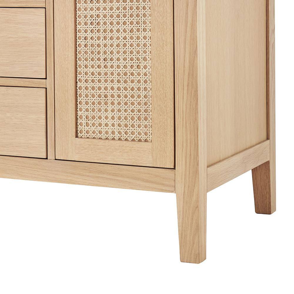 Camila 49" Light Brown Wood Single Sink Bathroom Vanity with White Quartz Top