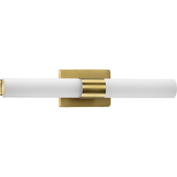 Progress Lighting Blanco LED Collection 22" Satin Brass Etched White Glass Luxe Bath Vanity Light