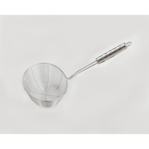 ExcelSteel 7 in. Stainless Steel Strainer Basket with Long Handle and Loop