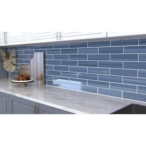 Hand Painted Rectangular 3 in. x 12 in. Coastline 80 Glass tile (10 sq. ft./per Case)