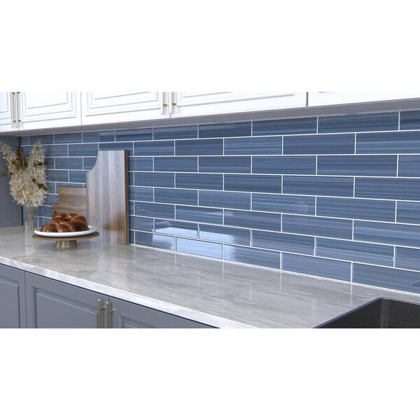 Hand Painted Rectangular 3 in. x 12 in. Coastline 80 Glass tile (10 sq. ft./per Case)