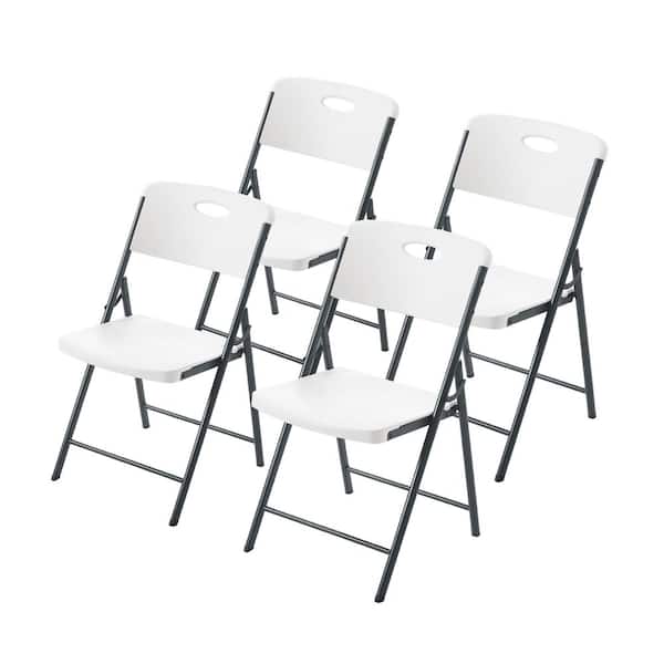 HDX Metal Frame White/Black Resin Seat Indoor/Outdoor Folding
