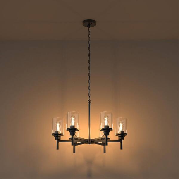 Emeritpro 6-Light Traditional Black Metal Chandelier with Clear