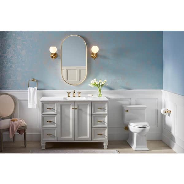 KOHLER Essential 20. in. W x 40 in. H Framed Oval Wall Mount Vanity Mirror in Modern Brushed Gold