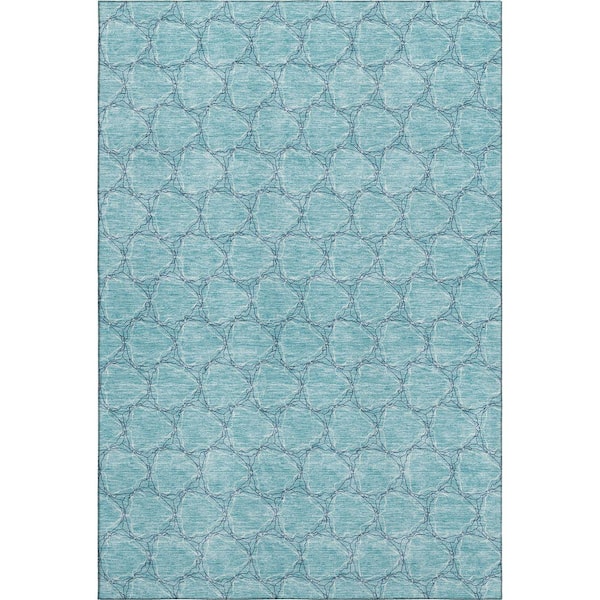 Addison Rugs Mayfield Premium Machine Washable Abstract AMF960 Teal 8 ft. x 10 ft. Area Rug