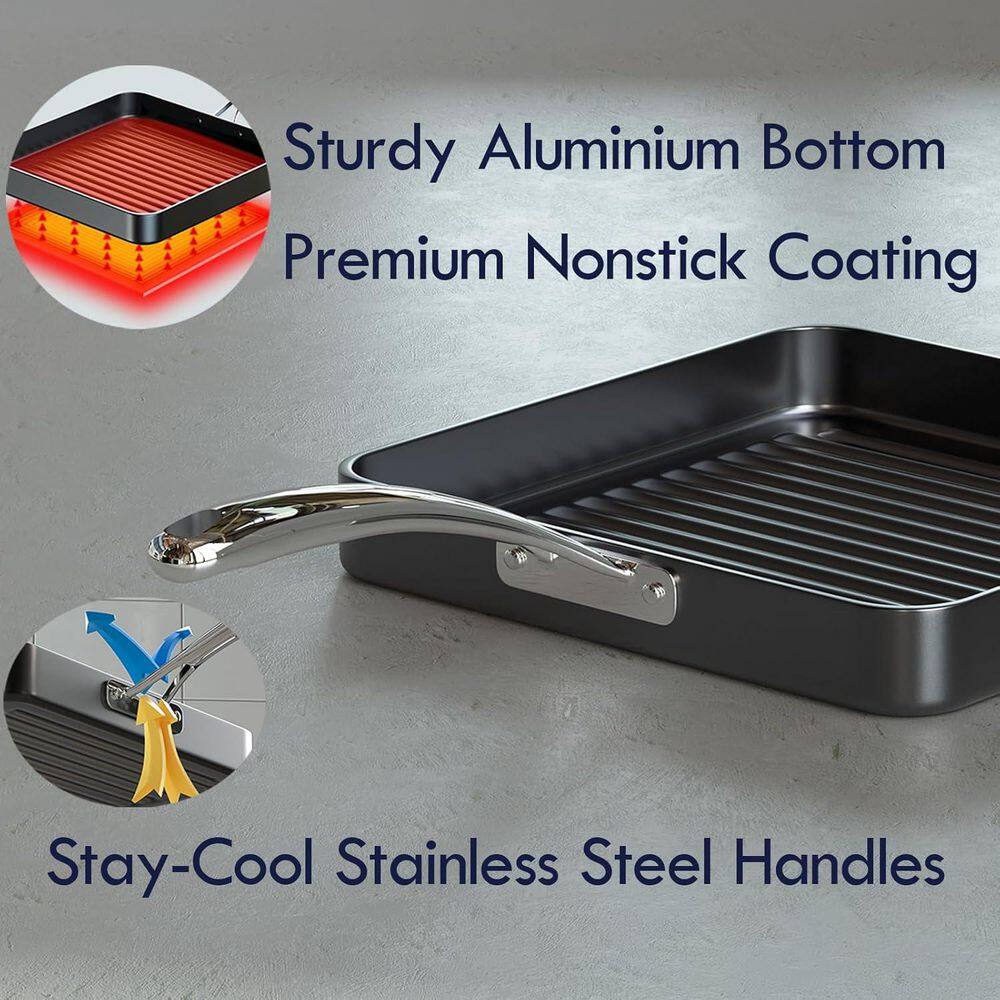 Cooks Standard Nonstick Black Square Grill Pan 11 x 11-Inch