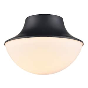 11.02 in. 1-Light Black Finish Modern Flush Mount with Metal Shade and No Bulbs Included 1-Pack