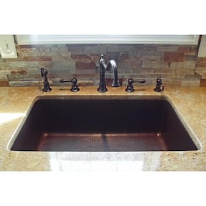 Under Counter/Surface Drop-in undermount Hammered Copper 30 in. 0-Hole Single Bowl Kitchen Sink in Oil Rubbed Bronze