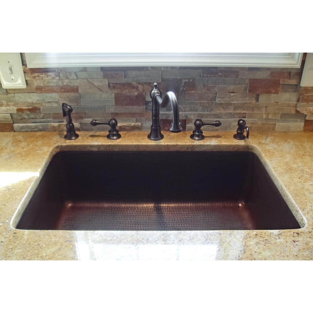 30" Hammered Copper Single Basin Drop-In Kitchen Sink