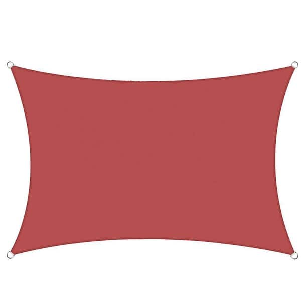 8 ft. x 16 ft. Red Rectangle Sun Shade Sail For Backyard Deck Outdoor