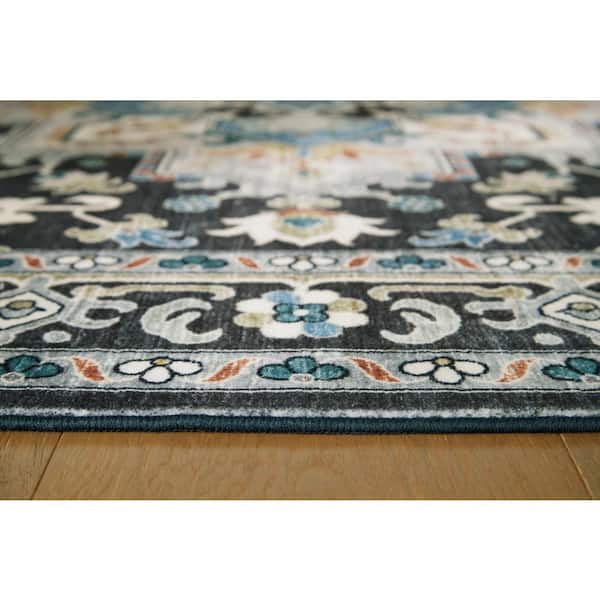 Leningston Black/Beige 8 ft. x 10 ft. Medallion Area Rug
