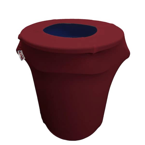 LA Linen Round Burgundy Stretch for 32 Gal. Trash Can Cover
