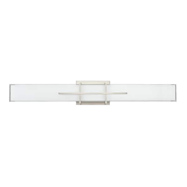 Tocco 32 in. 1 LED-Light Brushed Nickel Vanity-Light with White Shade
