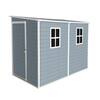 Unbranded Outdoor 4 ft. W x 8 ft. D Resin Storage Shed with Floor, 2 Windows and Lockable Door Gray (32 sq. ft.) 0222S00043