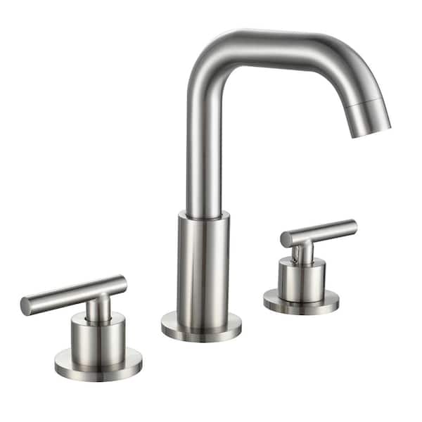Heemli Line 8 in. Widespread Double Handle Bathroom Faucet with 360-Degree Rotation in Brushed Nickel
