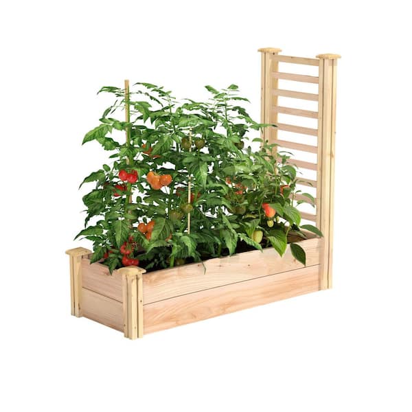 Cedar Expandable in Natural Finish Raised Garden Bed 16 in x 4 ft x 11 in 