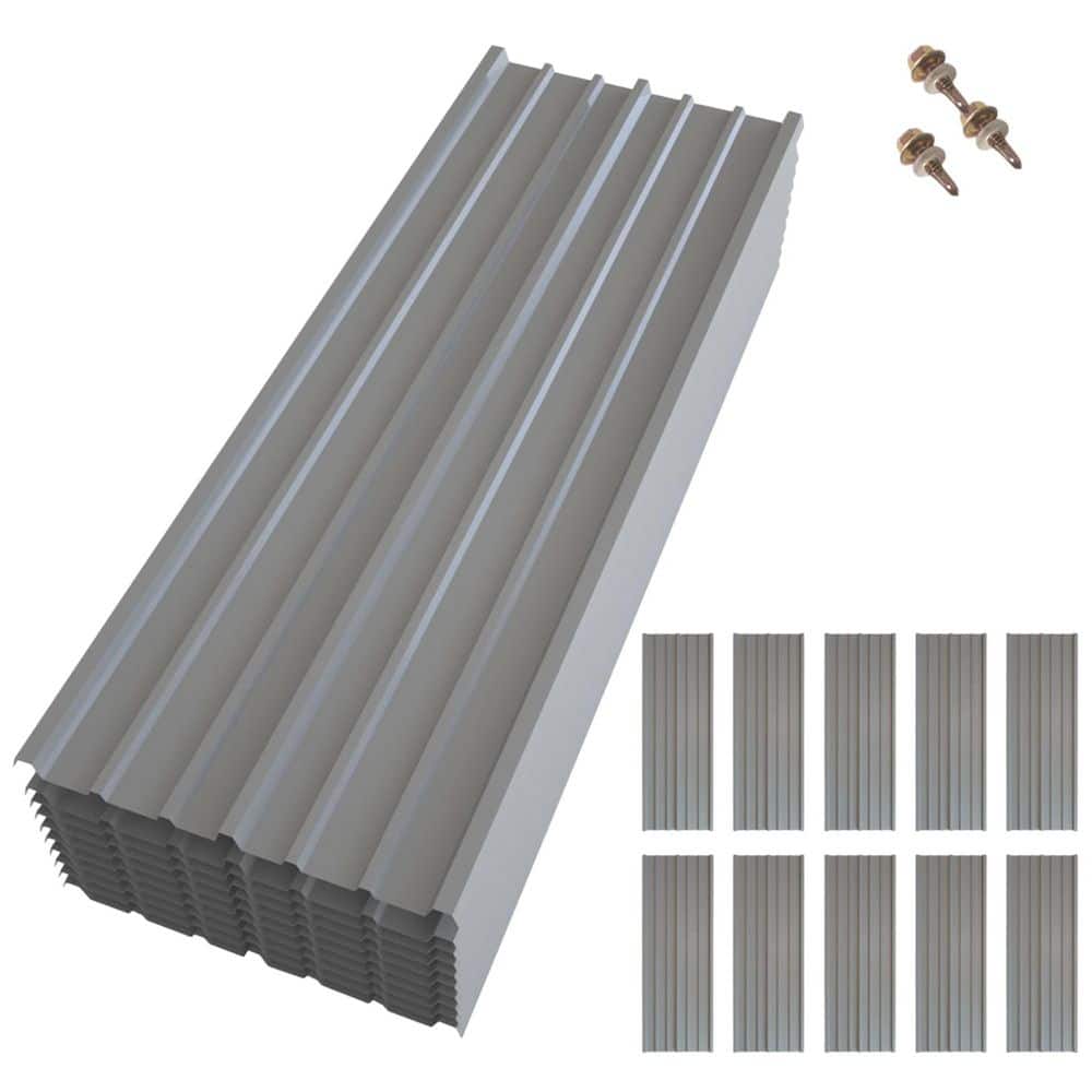 6.1 ft x 6.1 ft Corrugated Galvanized Steel Roof Panels in Silver (10-Pack)  for Shed, Pergola, Gazebo, Patio 46822FSA05 - The Home Depot, image size:1000x1000