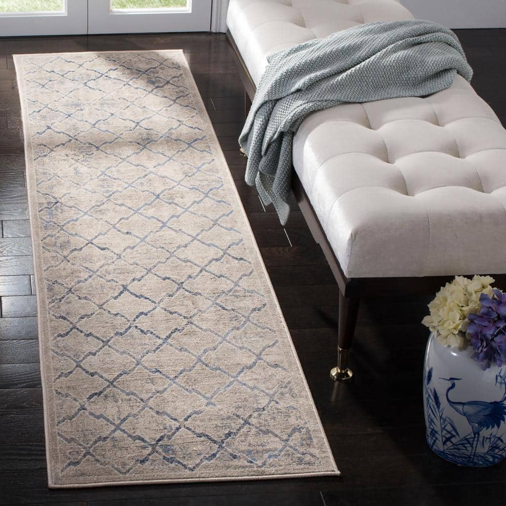 Brentwood 2 ft. x 22 ft. Light Gray/Blue Distressed Border Runner Rug price history on PriceWatchPro