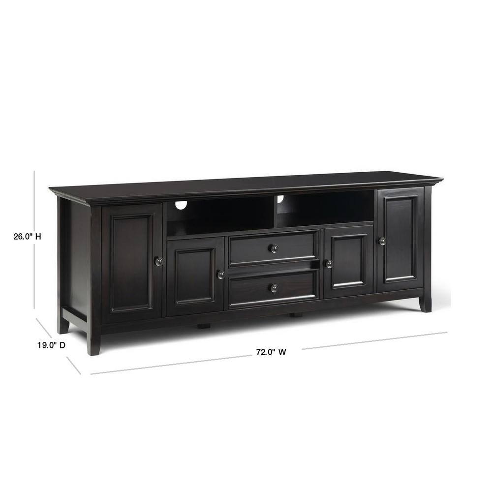 Hickory Brown Solid Wood 72" TV Media Stand with Cabinets