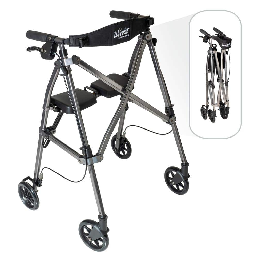 Able Life Space Saver Rollator  Lightweight Folding Walker for Seniors  Rolling Walker with Wheels and Seat  Black