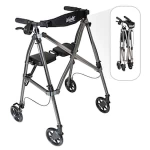 Wonder Rollator, 4-Wheel Lightweight Folding Walker in Black Walnut