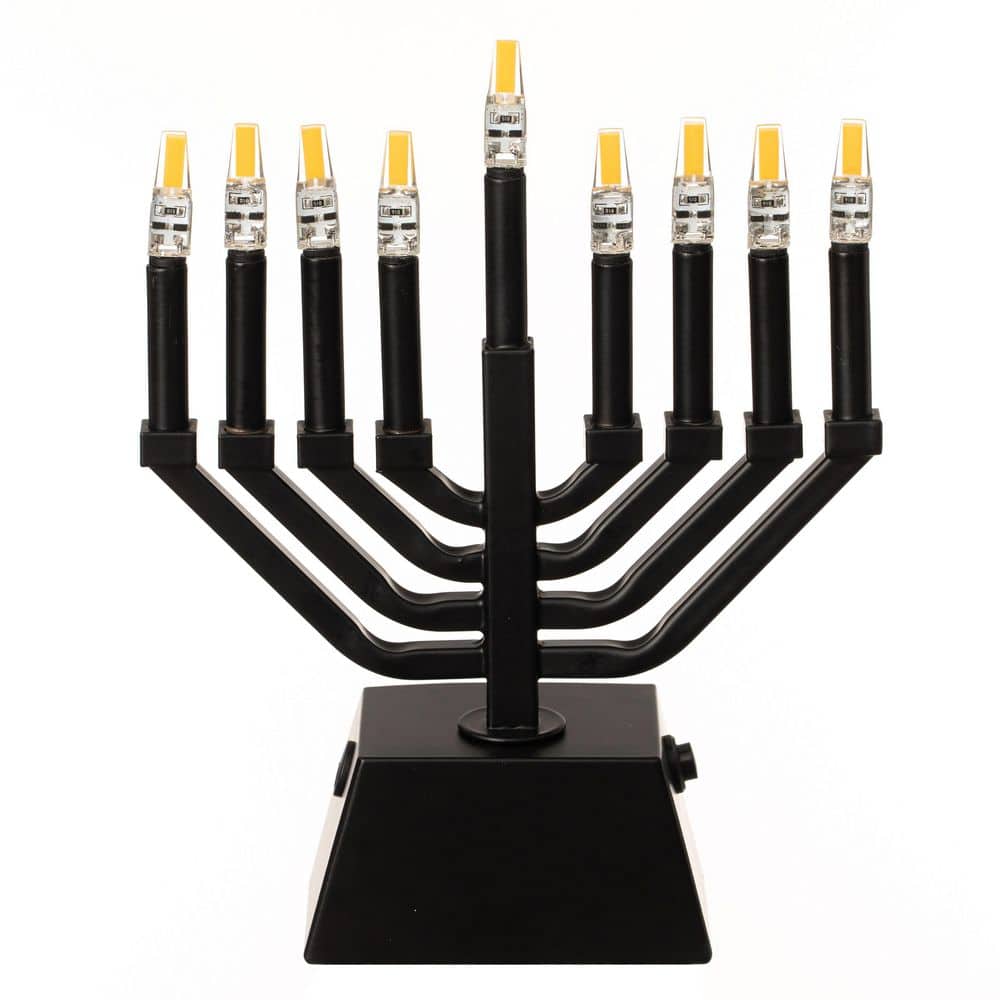 Wall Mount 9-Branch Hanukkah Menorah with LED Candles Illuminated Display Decorative Accent Judaica Centerpiece Black price history on PriceWatchPro