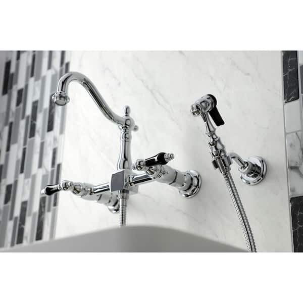 Duchess 2-Handle Wall-Mount Kitchen Faucet with Side Sprayer in Polished Chrome