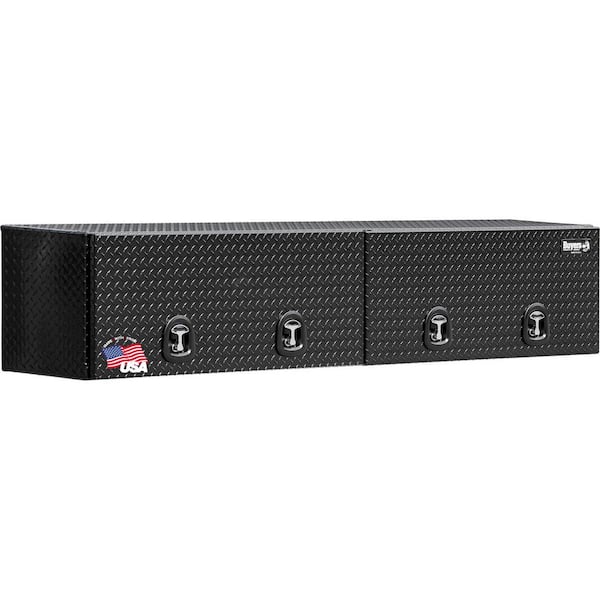 18 in. x 16 in. x 96 in Black Diamond Tread Aluminum Top Mount Truck Tool Box with Flip-Up Doors