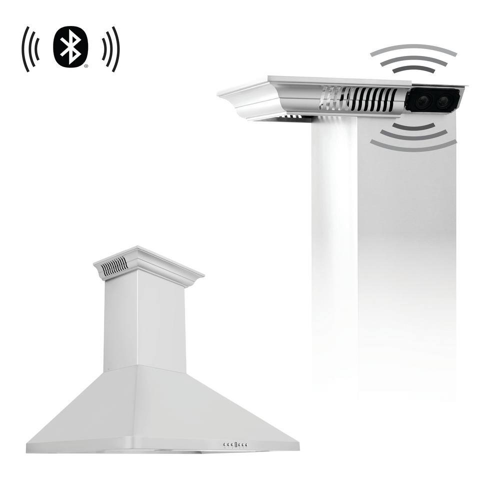 36-inch Stainless Steel Wall Mount Range Hood with Bluetooth Speakers