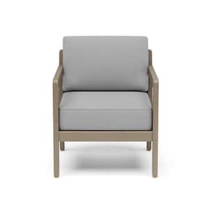 Sustain Gray Wood Outdoor Chaise Lounge Chair with Gray Cushions