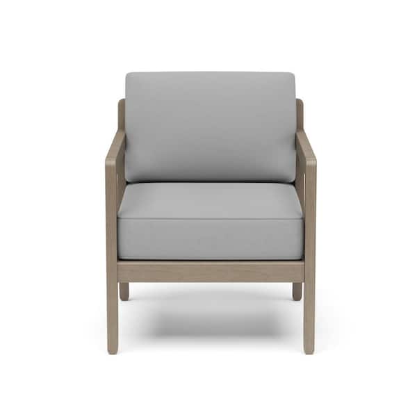 HOMESTYLES Sustain Gray Wood Outdoor Chaise Lounge Chair with Gray Cushions