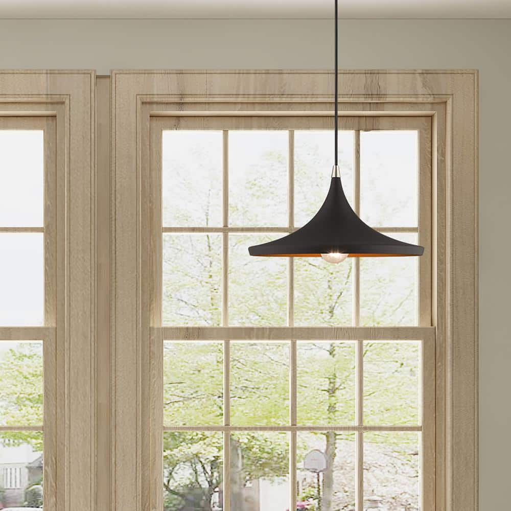 Black and Gold 14'' Aluminum Mini Pendant Light