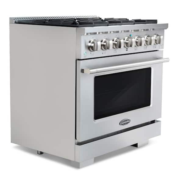 36 in. Vista Collection 5.4 cu. ft. Gas Range, 6-Burners, Convection Oven, LED Light Panel in Modern Stainless Steel