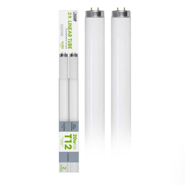 20-Watt 2 ft. T12 G13 Linear Fluorescent Tube Light Bulb, Cool White 4100K (2-Pack)