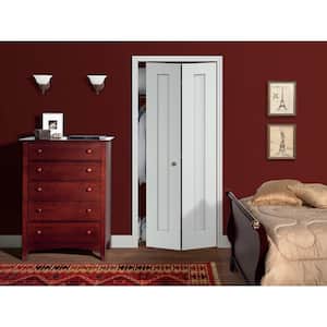 32 in. x 80 in. Madison White Painted Smooth Molded Composite MDF Closet Bi-fold Door