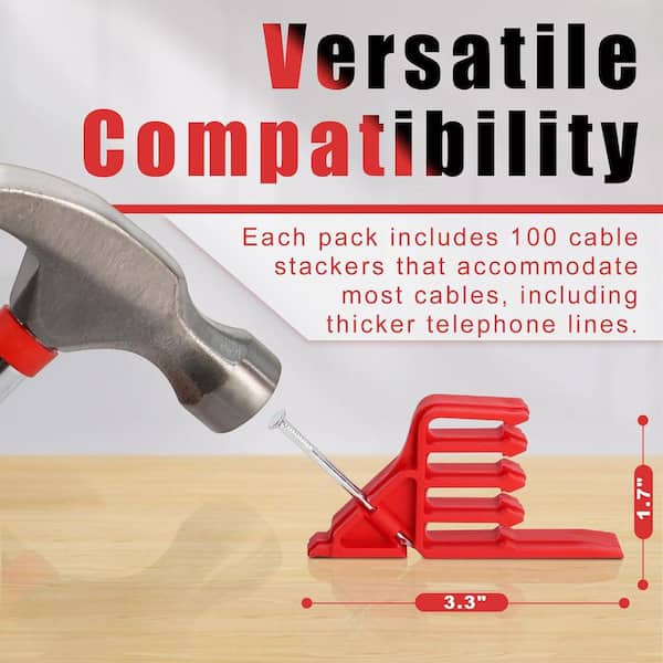 YICHUHAOXI Electrical Wire Stackers Insulated Cord Staples Red