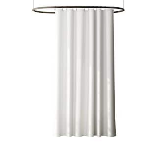72 in. W x 70 in. L Solid Waterproof Cotton Fabric Shower Curtain Liner in White