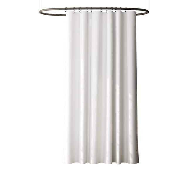 Zenna Home 72 in. W x 70 in. L Solid Waterproof Cotton Fabric Shower Curtain Liner in White