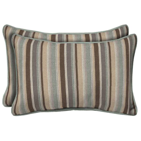 Hampton Bay Seaside Stripe Rectangular Outdoor Pillow (2-Pack)